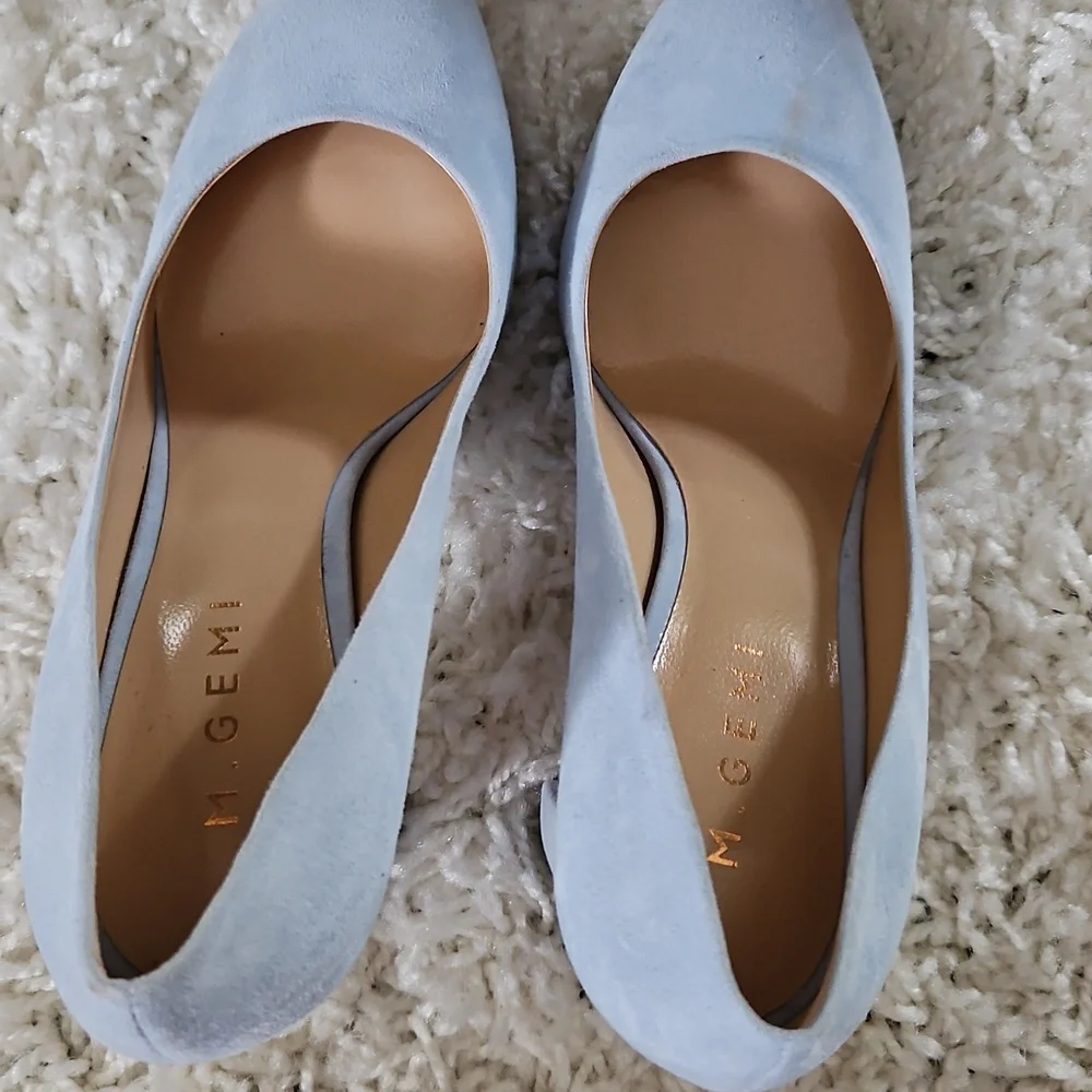 M.Gemi The Lustro  Powder Light  Suede Block Heels Pumps Size EU 38.5/US 8.5 - Picture 3 of 10